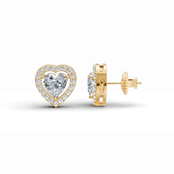 Cupid Double Heart Solitaire Diamond Earrings