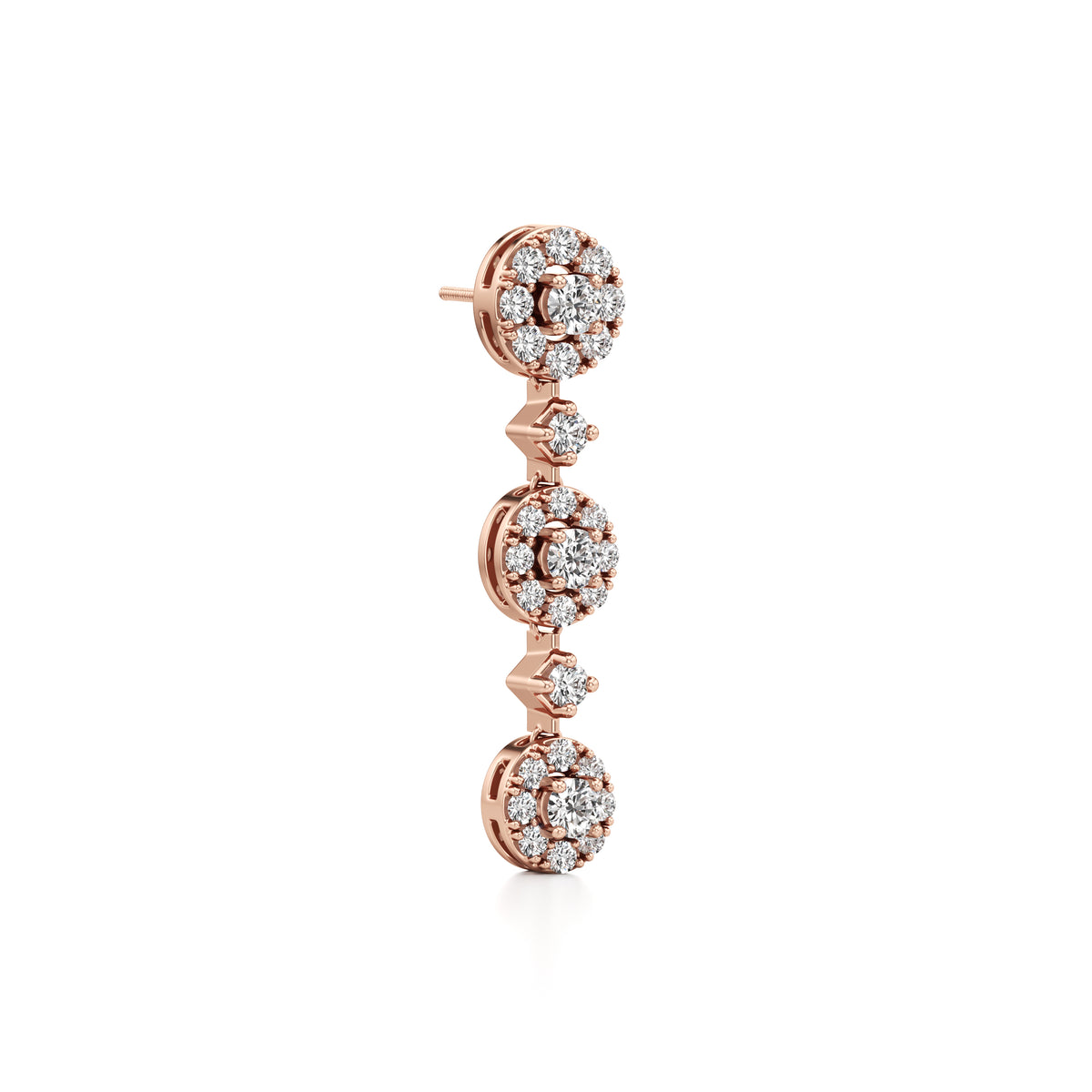 Linked Halo Drop Diamond Earrings