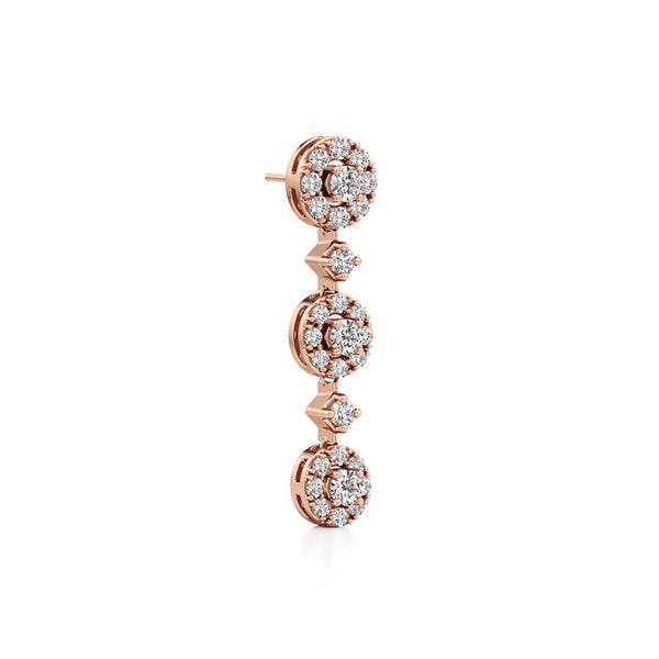 Linked Halo Drop Diamond Earrings
