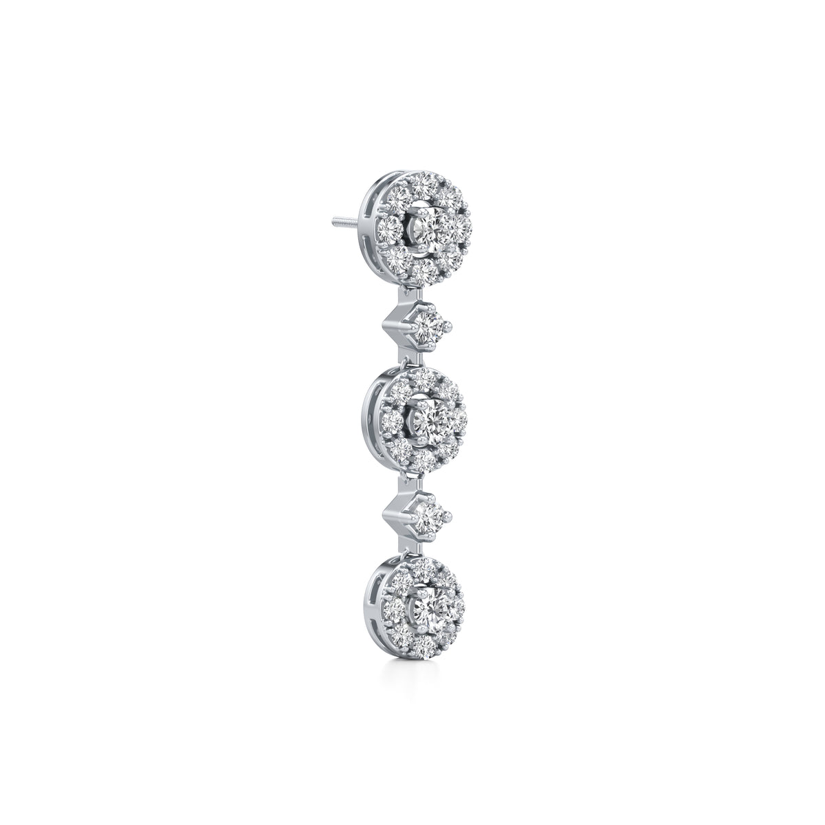 Linked Halo Drop Diamond Earrings