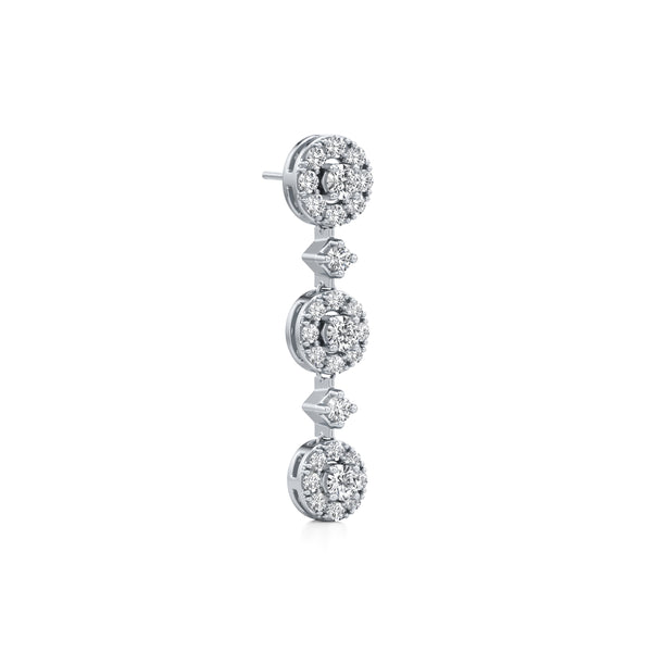 Linked Halo Drop Diamond Earrings