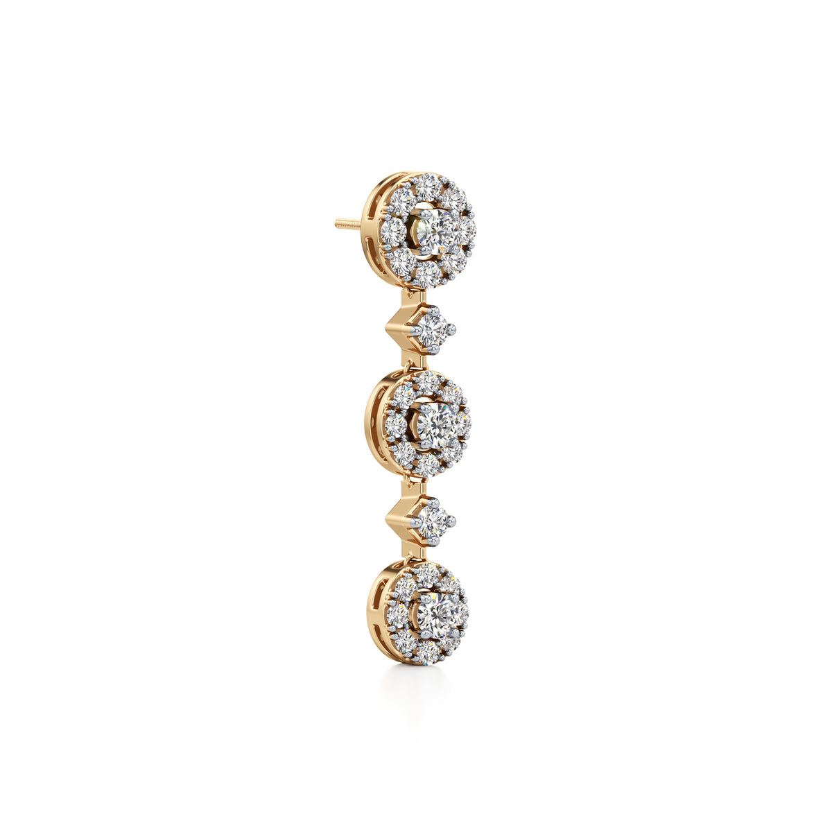 Linked Halo Drop Diamond Earrings