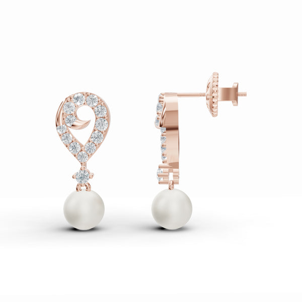 Pearl Drop Diamond Earrings