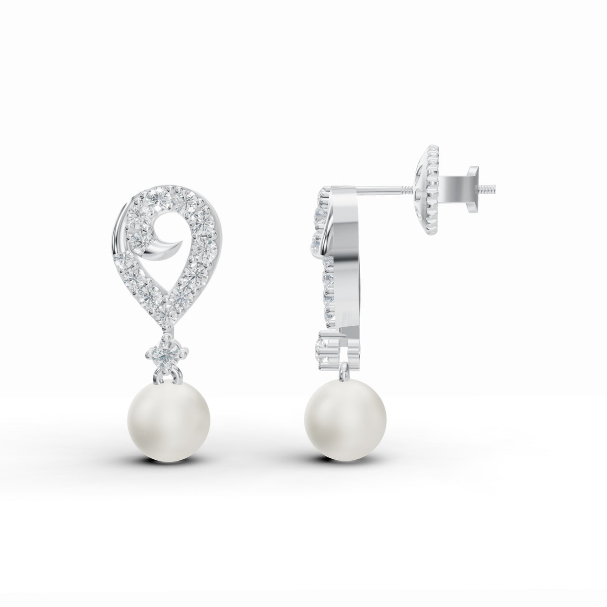 Pearl Drop Diamond Earrings