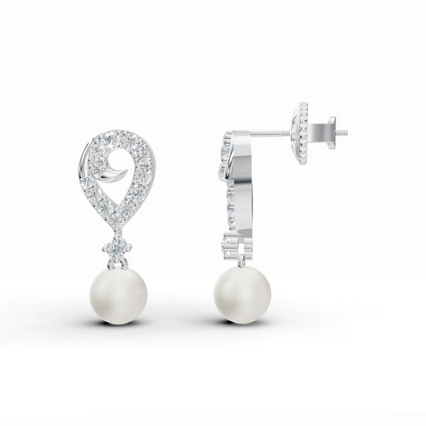 Pearl Drop Diamond Earrings