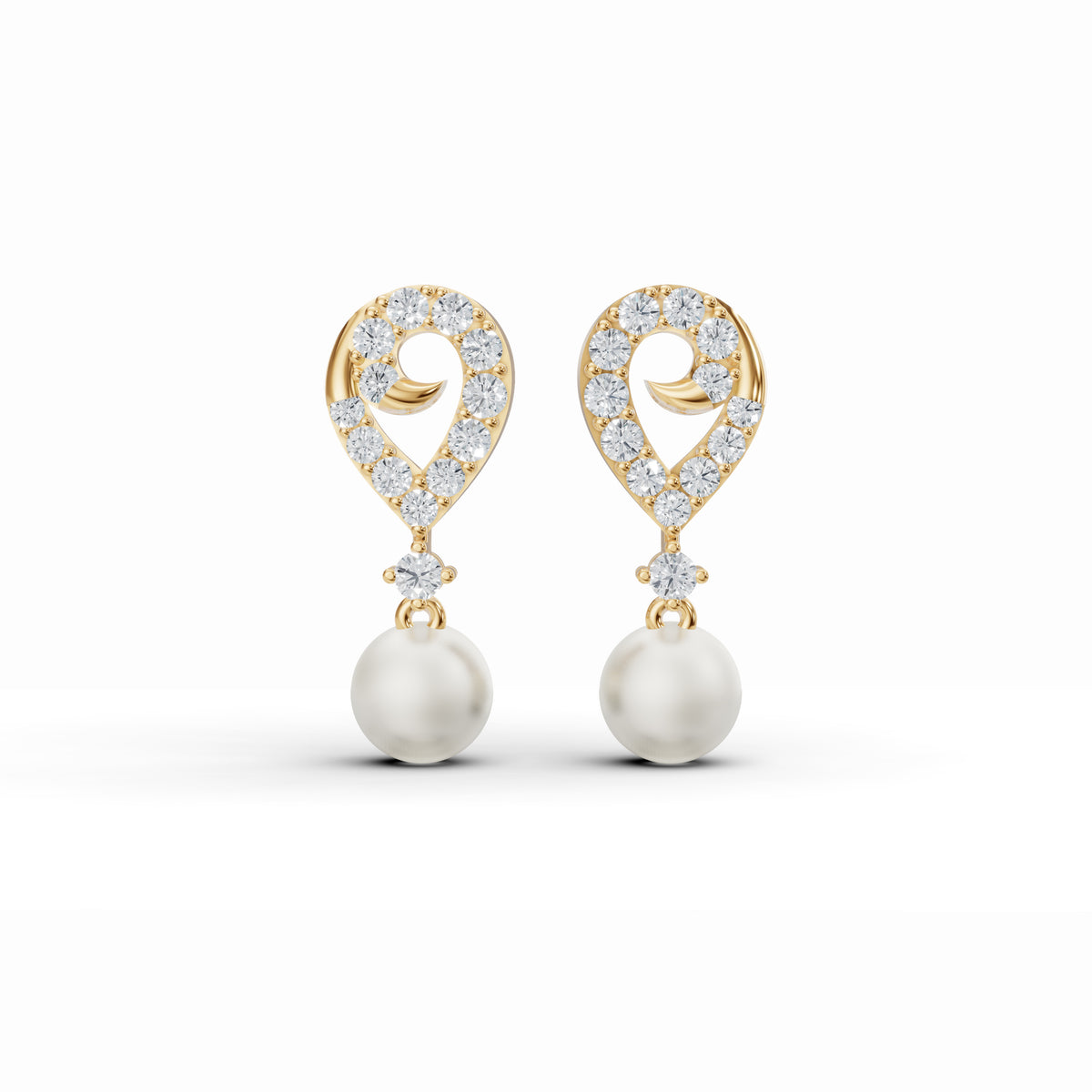 Pearl Drop Diamond Earrings