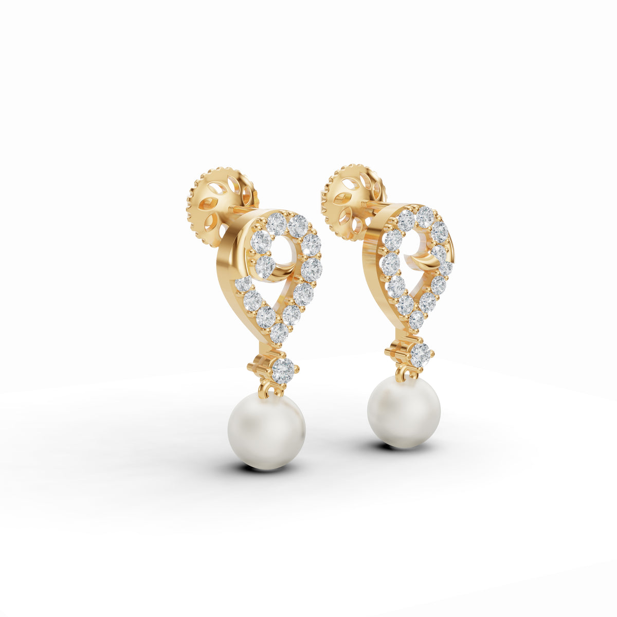 Pearl Drop Diamond Earrings
