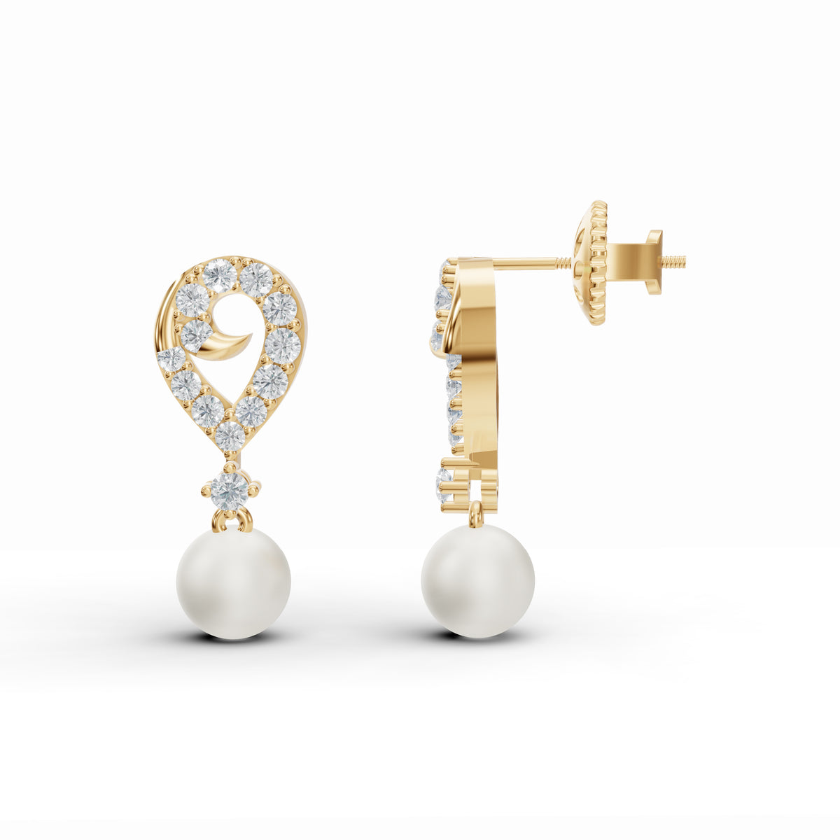 Pearl Drop Diamond Earrings