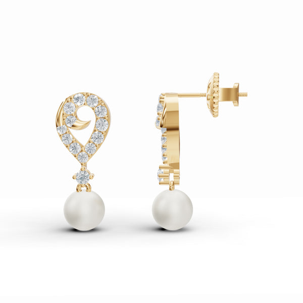 Pearl Drop Diamond Earrings
