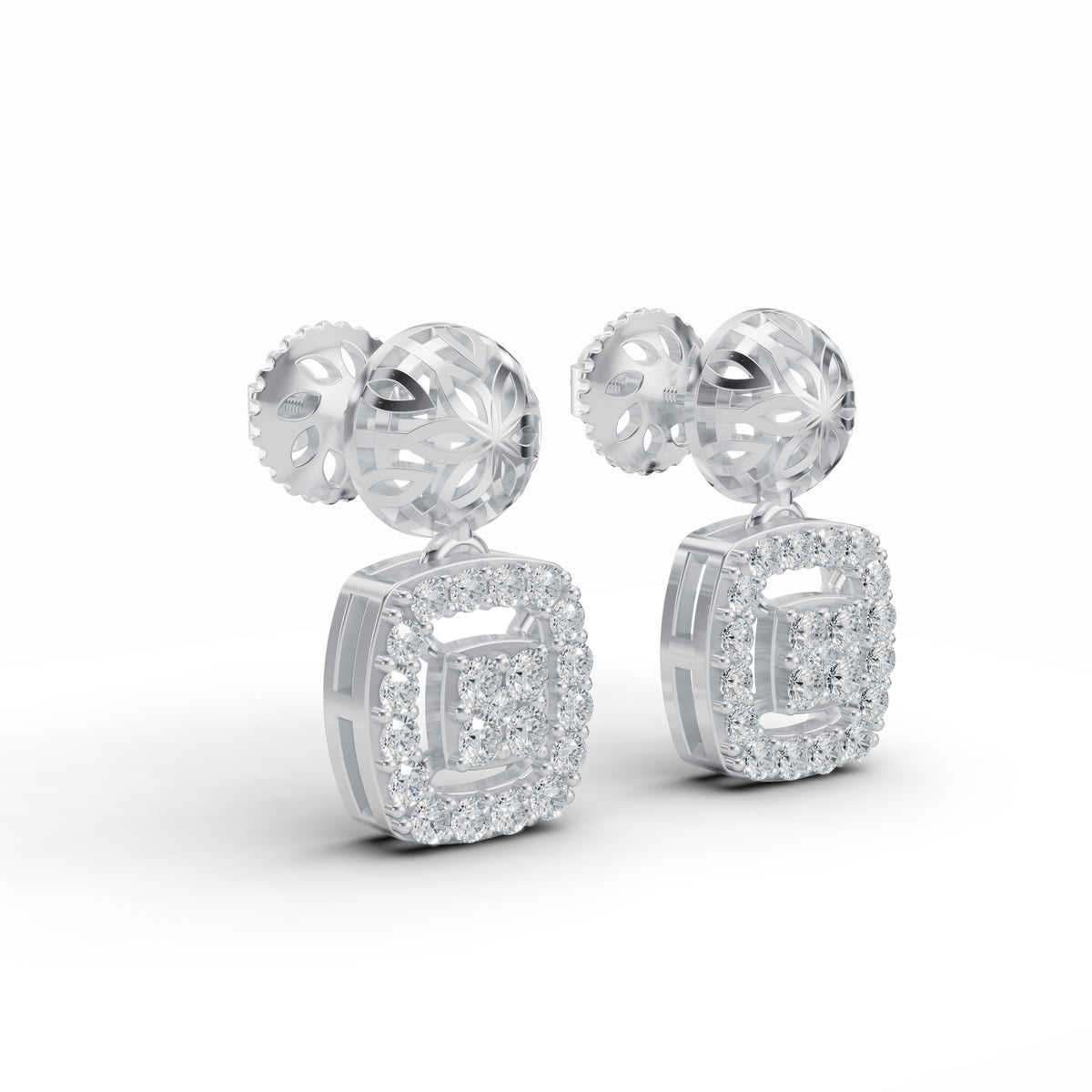 Geometric Diamond Drop Earrings