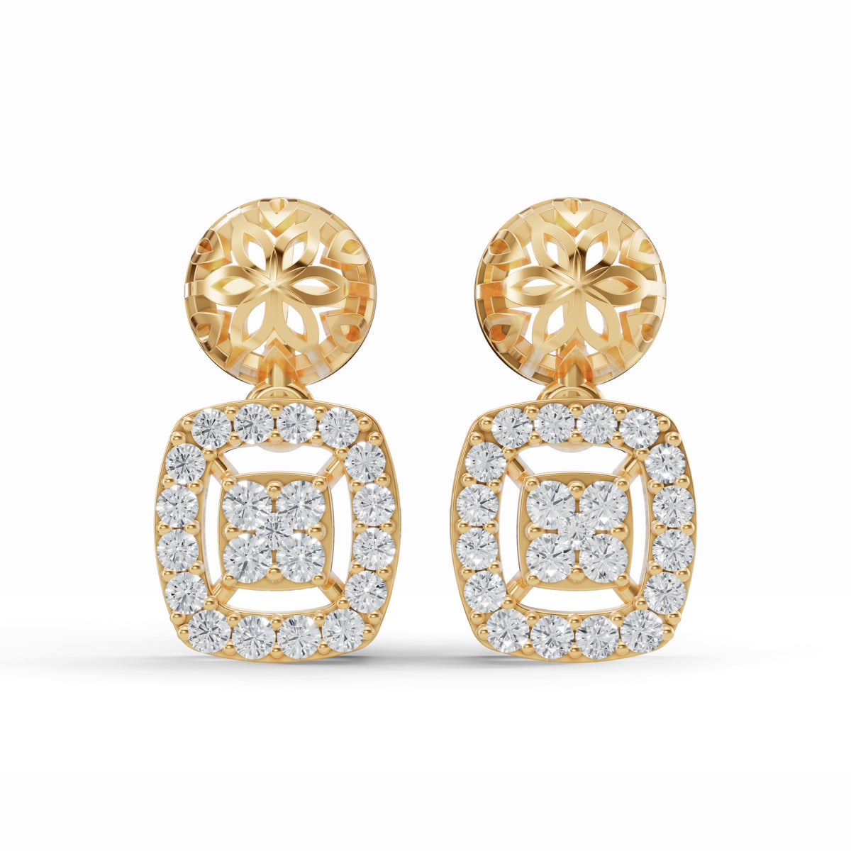 Geometric Diamond Drop Earrings