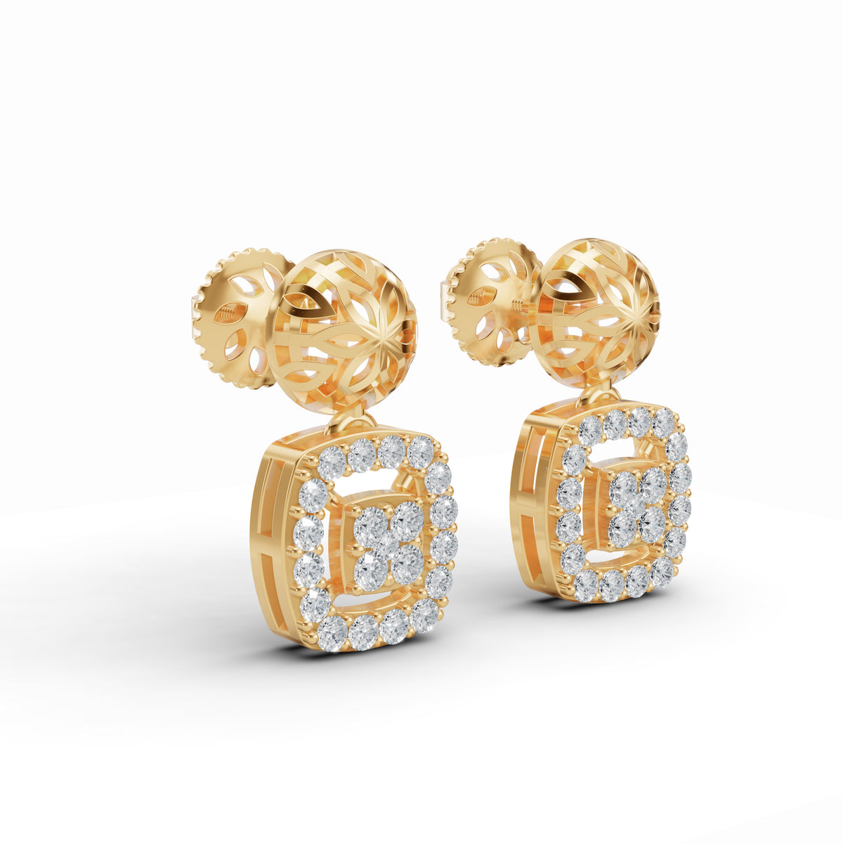 Geometric Diamond Drop Earrings