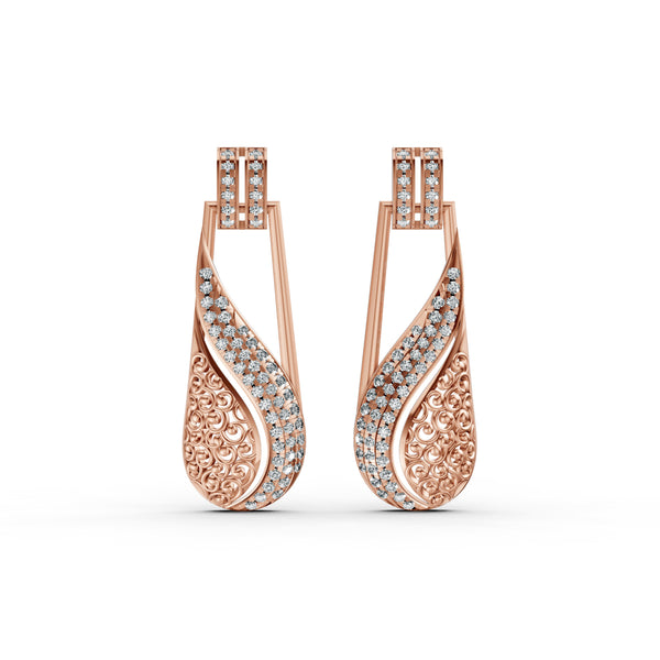 Elegant Wave Diamond Drop Earrings