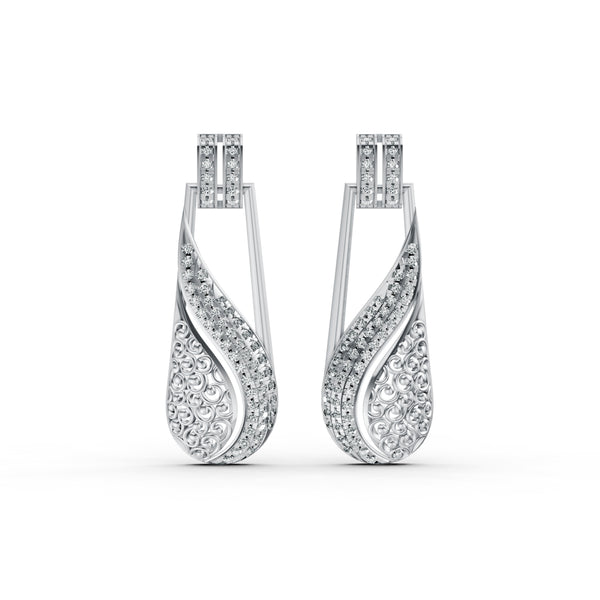 Elegant Wave Diamond Drop Earrings