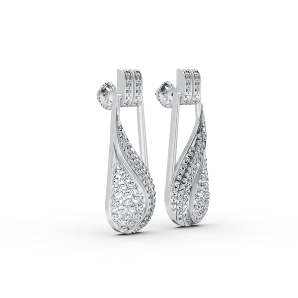 Elegant Wave Diamond Drop Earrings