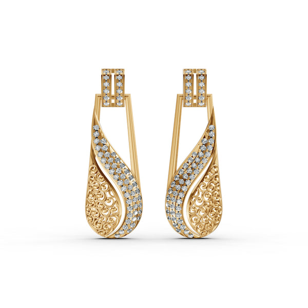 Elegant Wave Diamond Drop Earrings