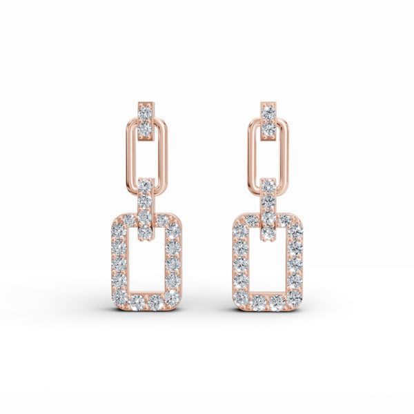 Three-Part Interlocking Drop Diamond Earrings