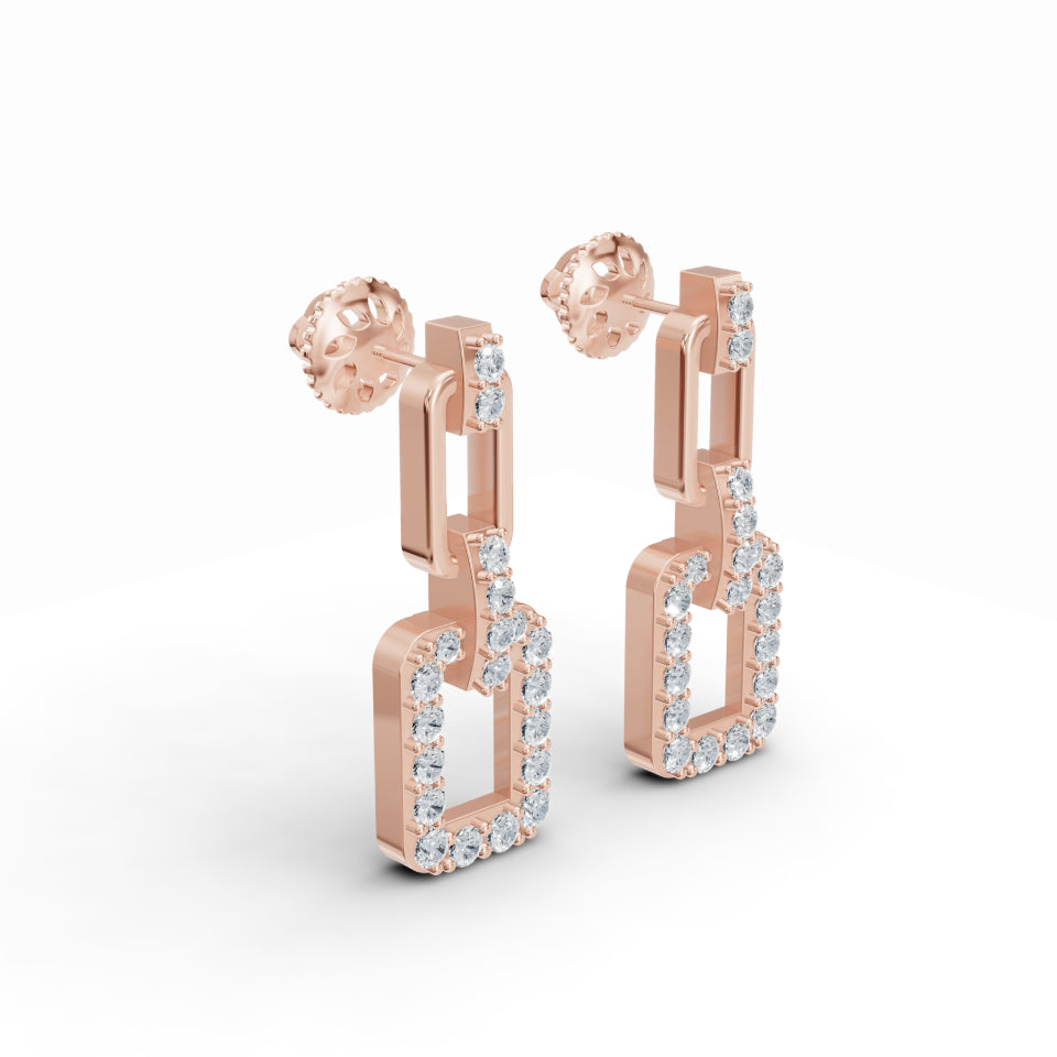 Three-Part Interlocking Drop Diamond Earrings