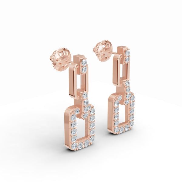 Three-Part Interlocking Drop Diamond Earrings
