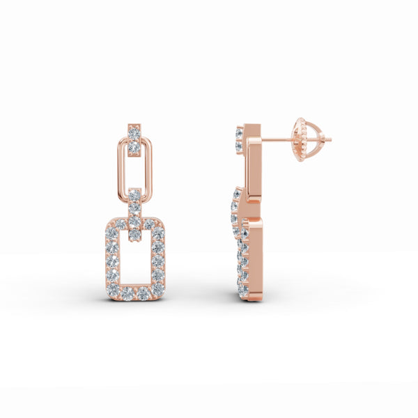 Three-Part Interlocking Drop Diamond Earrings