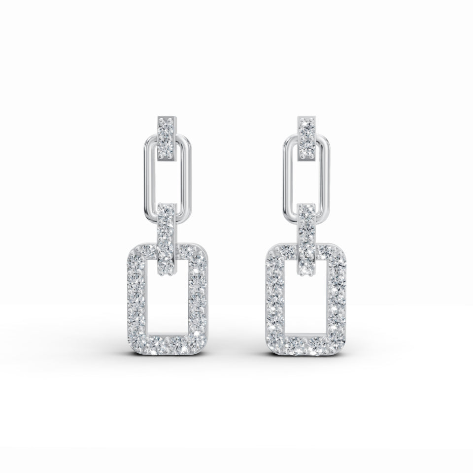 Three-Part Interlocking Drop Diamond Earrings