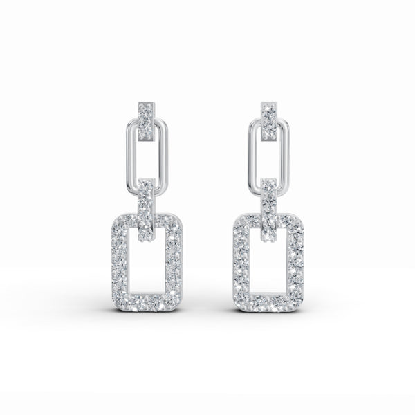 Three-Part Interlocking Drop Diamond Earrings