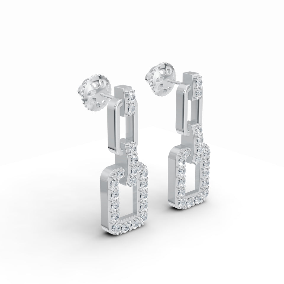 Three-Part Interlocking Drop Diamond Earrings