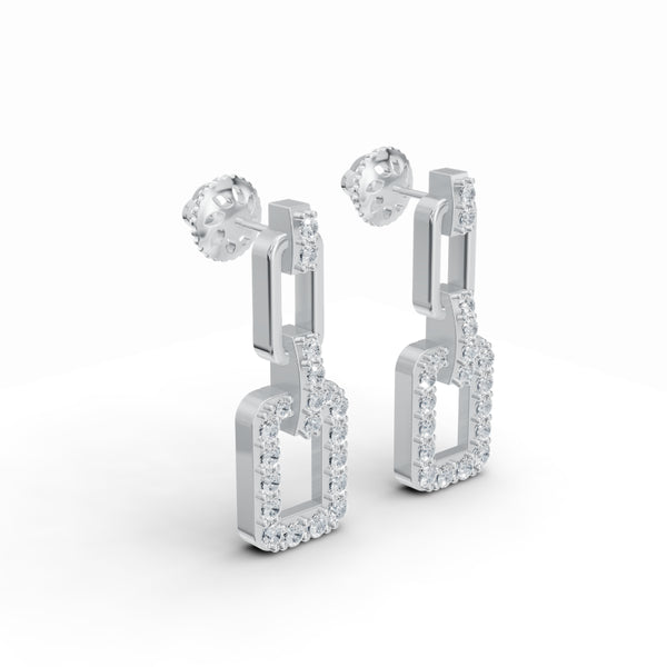 Three-Part Interlocking Drop Diamond Earrings