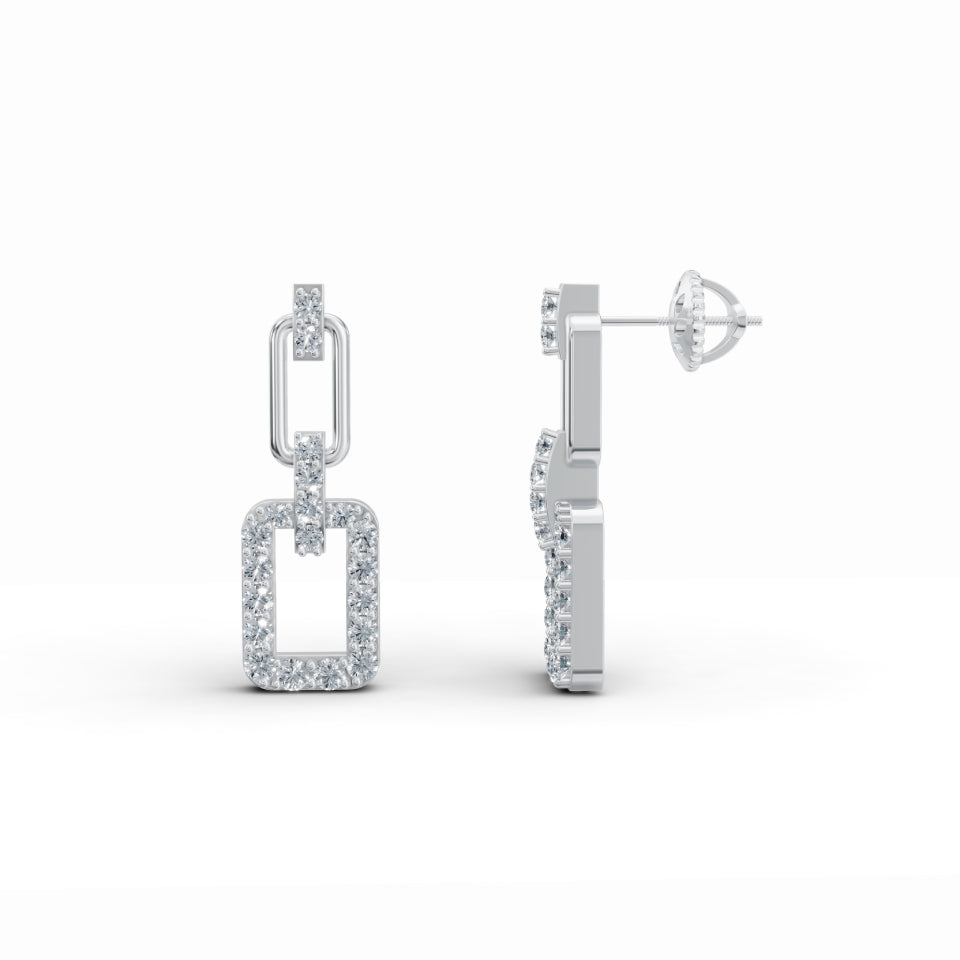 Three-Part Interlocking Drop Diamond Earrings