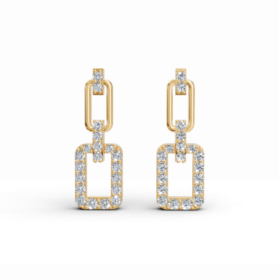 Three-Part Interlocking Drop Diamond Earrings