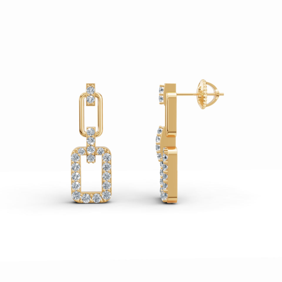 Three-Part Interlocking Drop Diamond Earrings