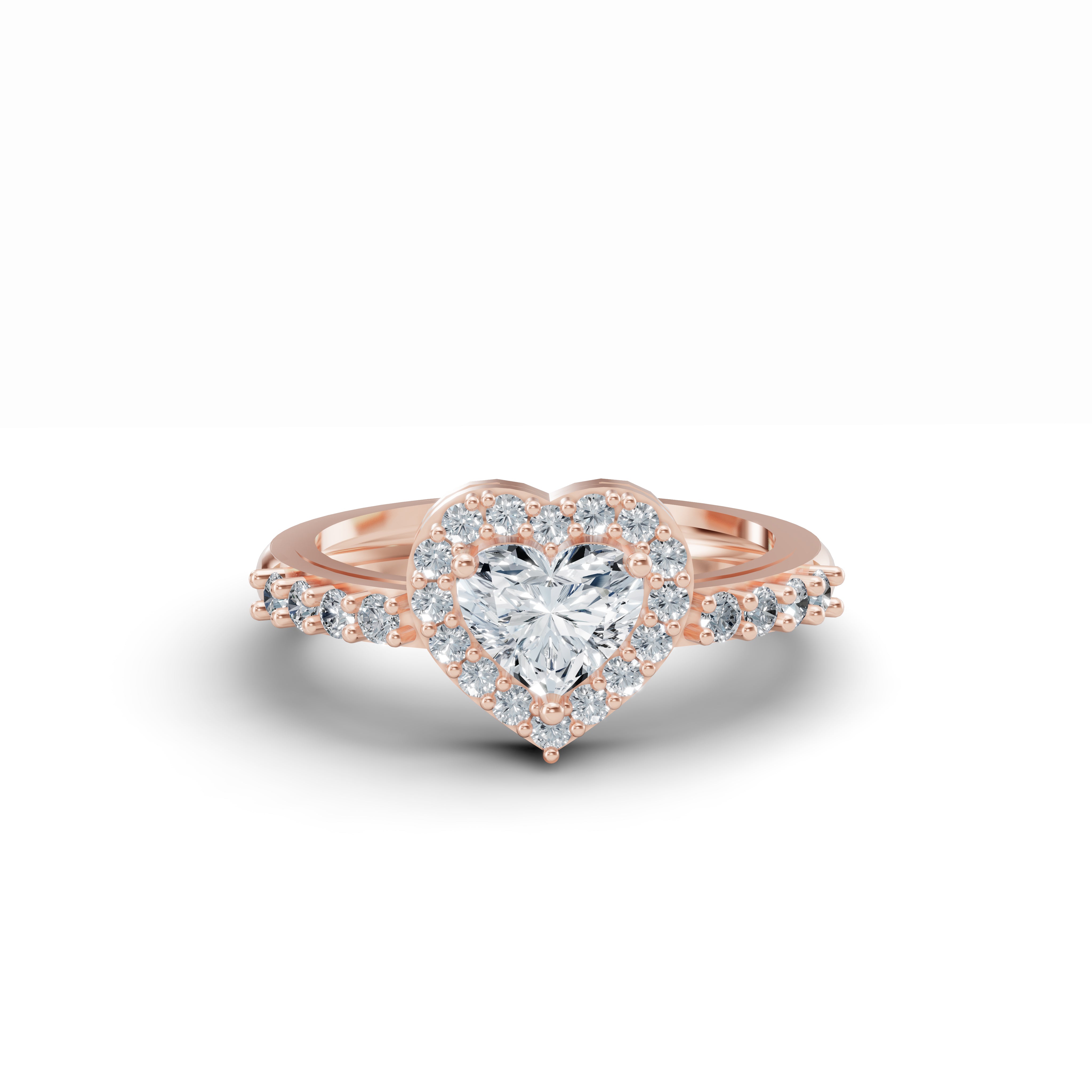 Heart Solitaire Halo Diamond Ring