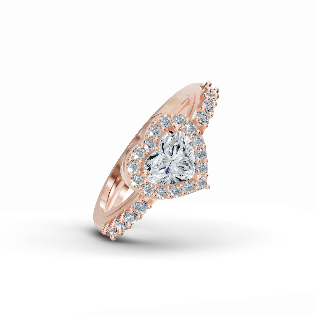 Heart Solitaire Halo Diamond Ring