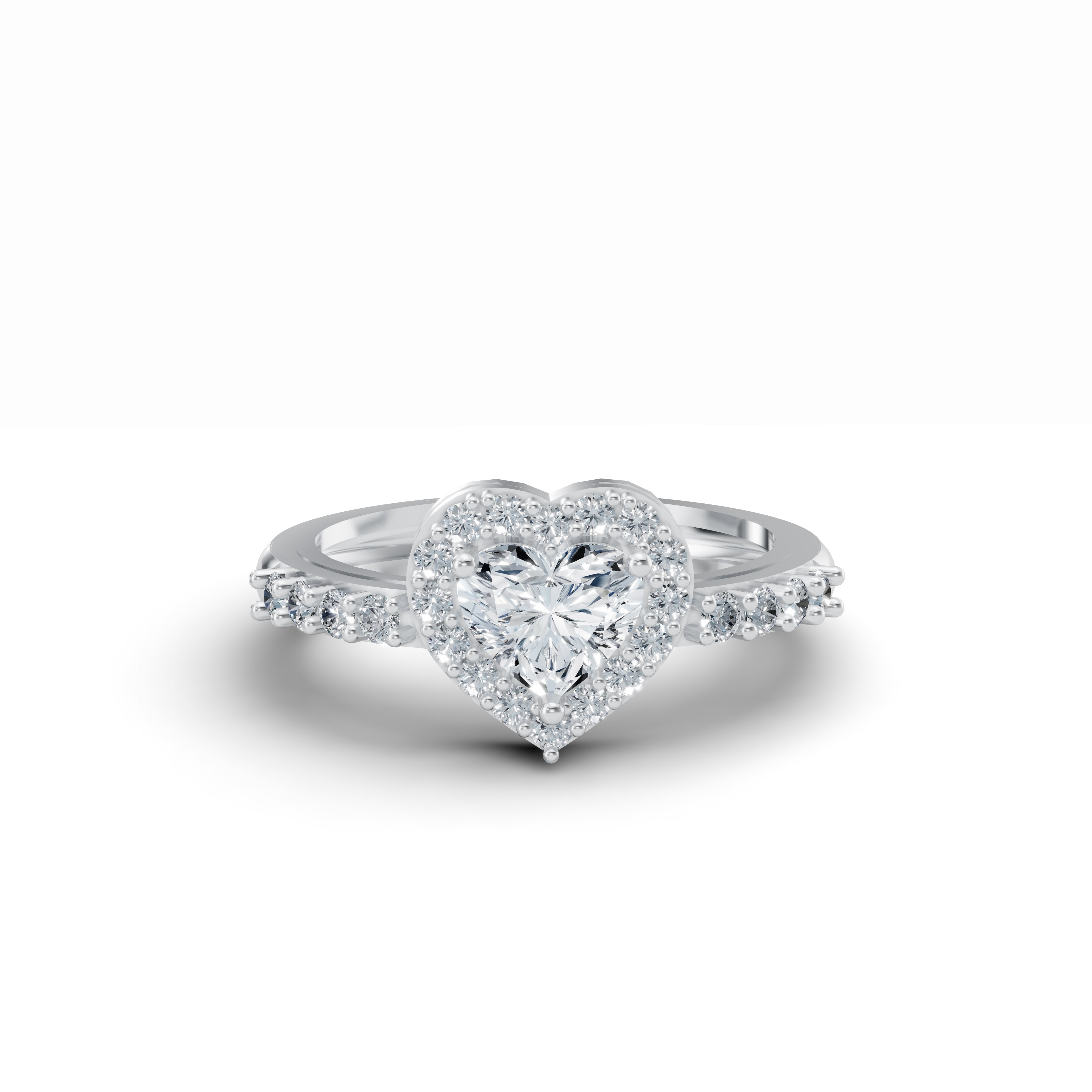 Heart Solitaire Halo Diamond Ring
