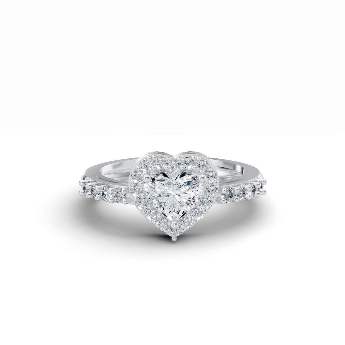 Heart Solitaire Halo Diamond Ring