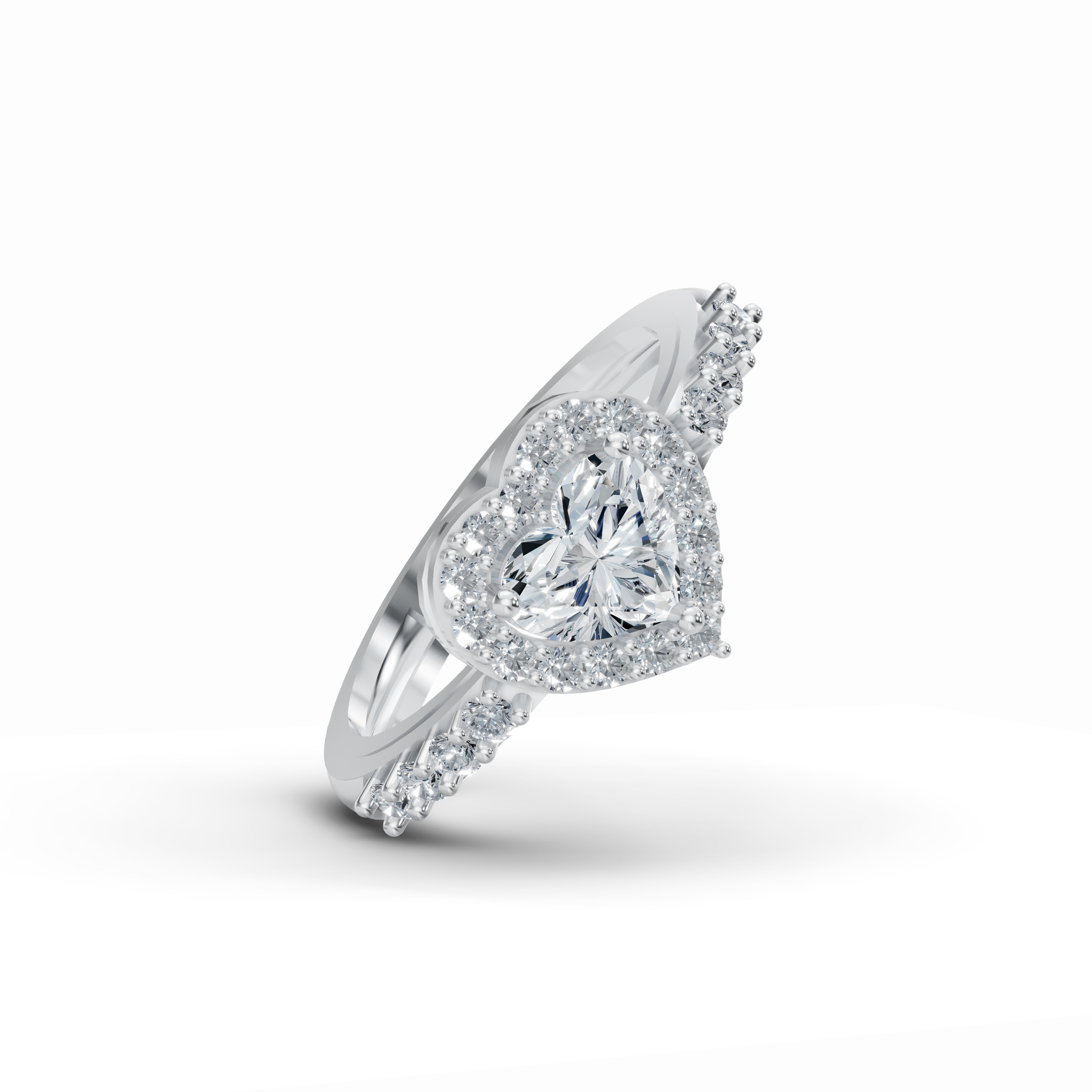 Heart Solitaire Halo Diamond Ring