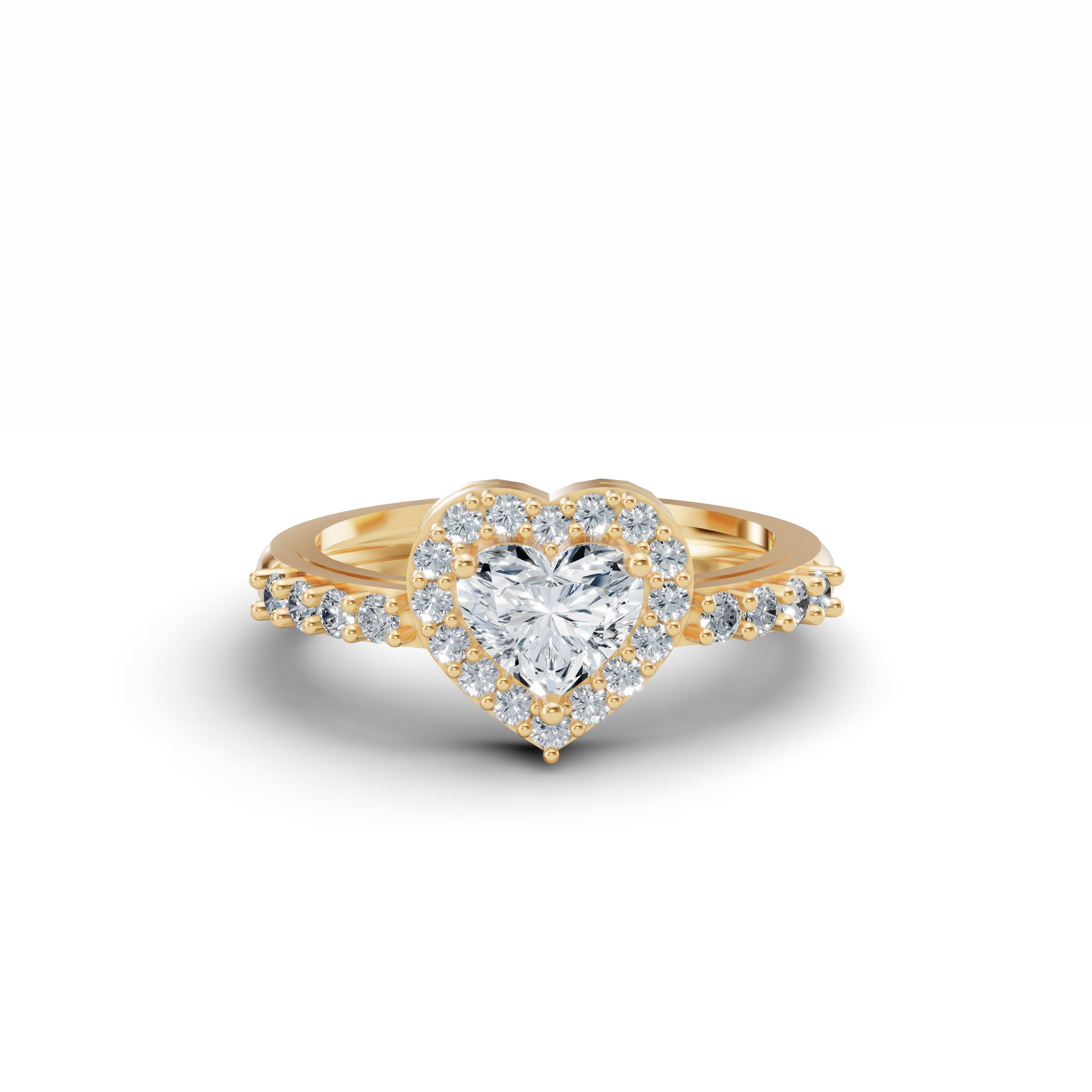 Heart Solitaire Halo Diamond Ring