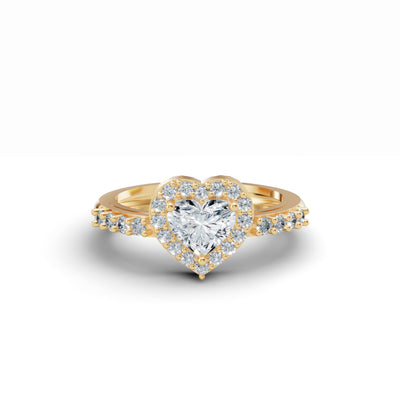 Heart Solitaire Halo Diamond Ring