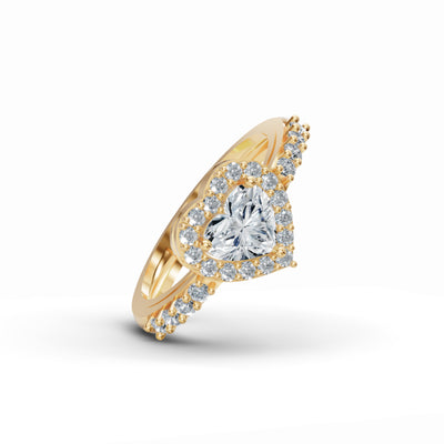 Heart Solitaire Halo Diamond Ring