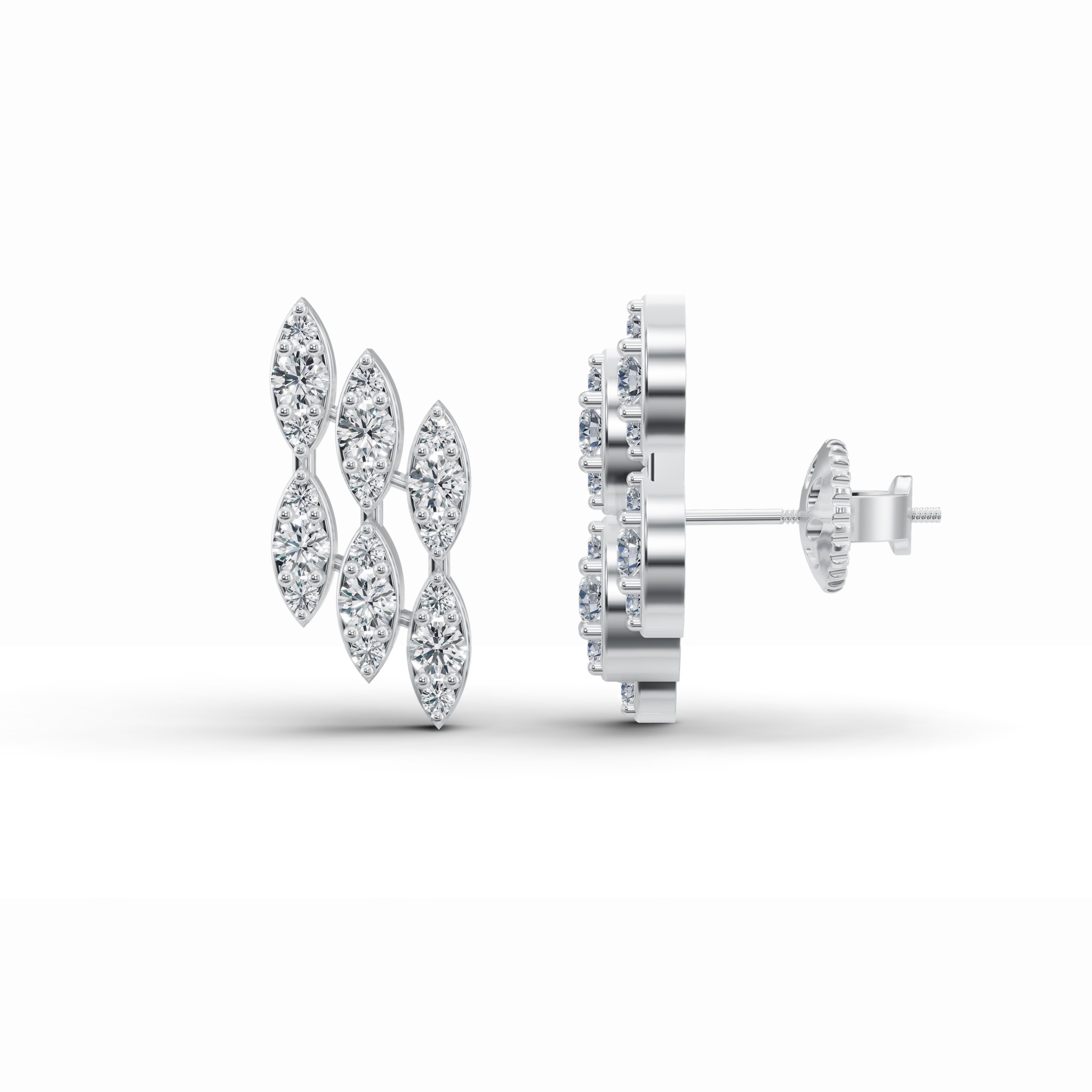 Petal Cluster Diamond Stud Earrings