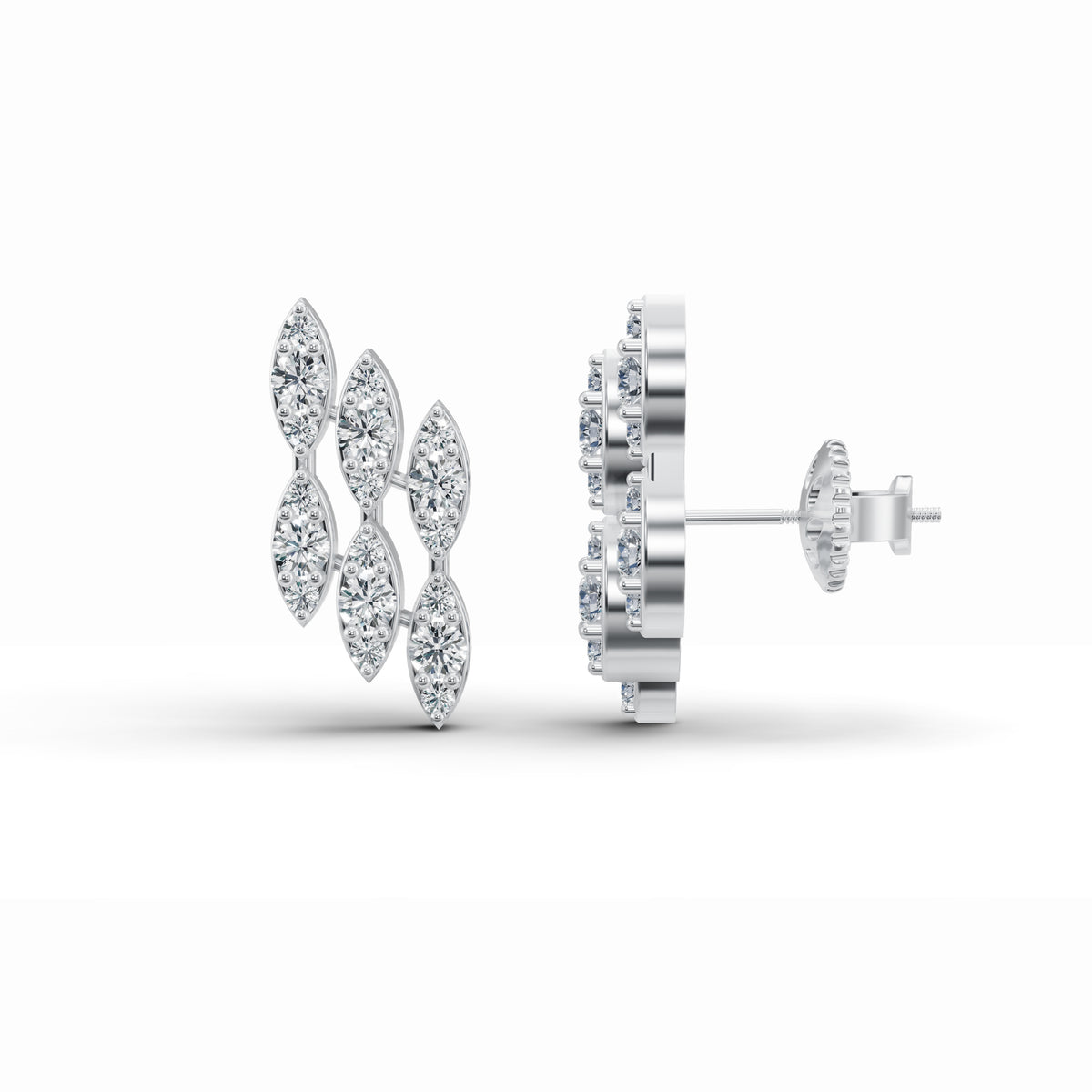 Petal Cluster Diamond Stud Earrings