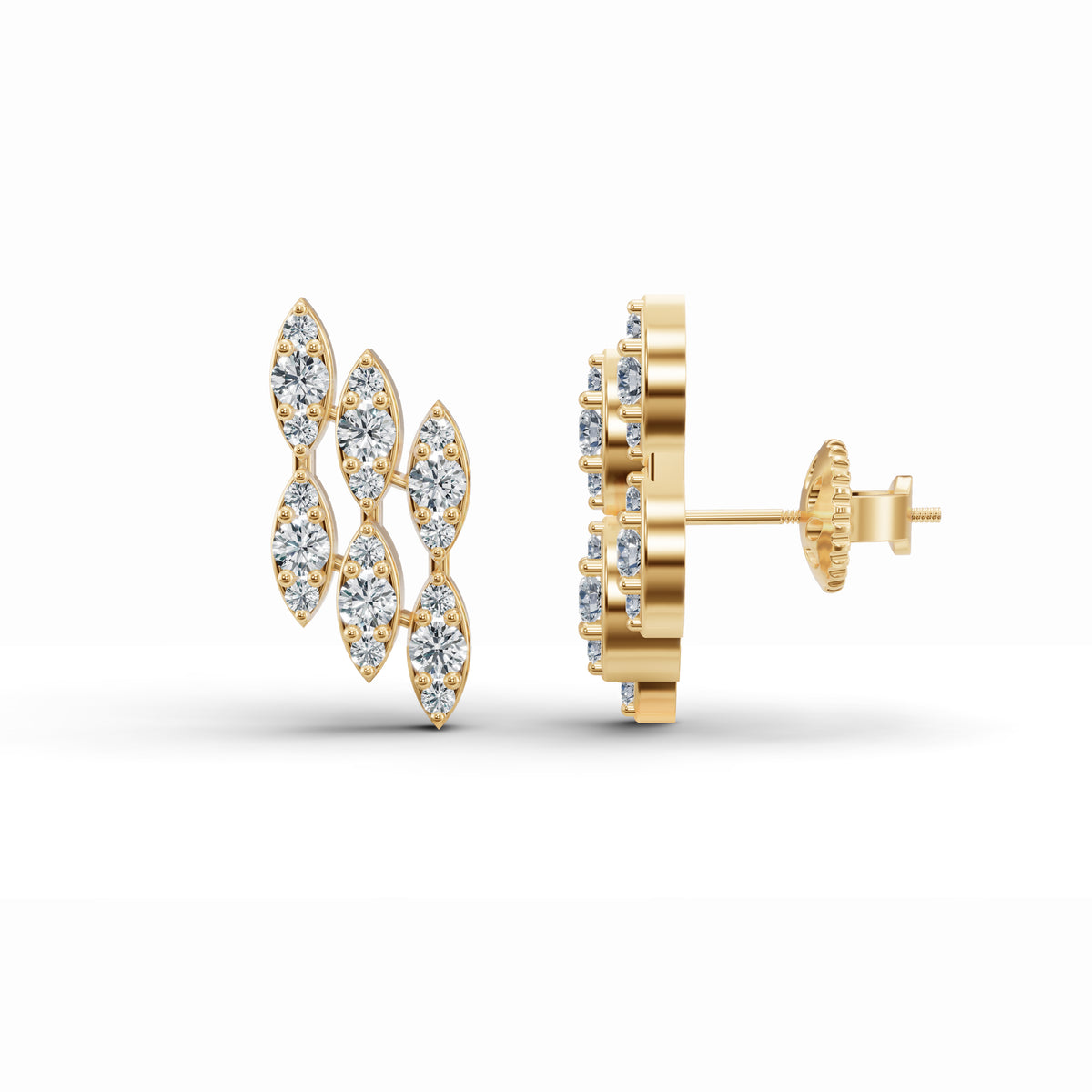 Petal Cluster Diamond Stud Earrings