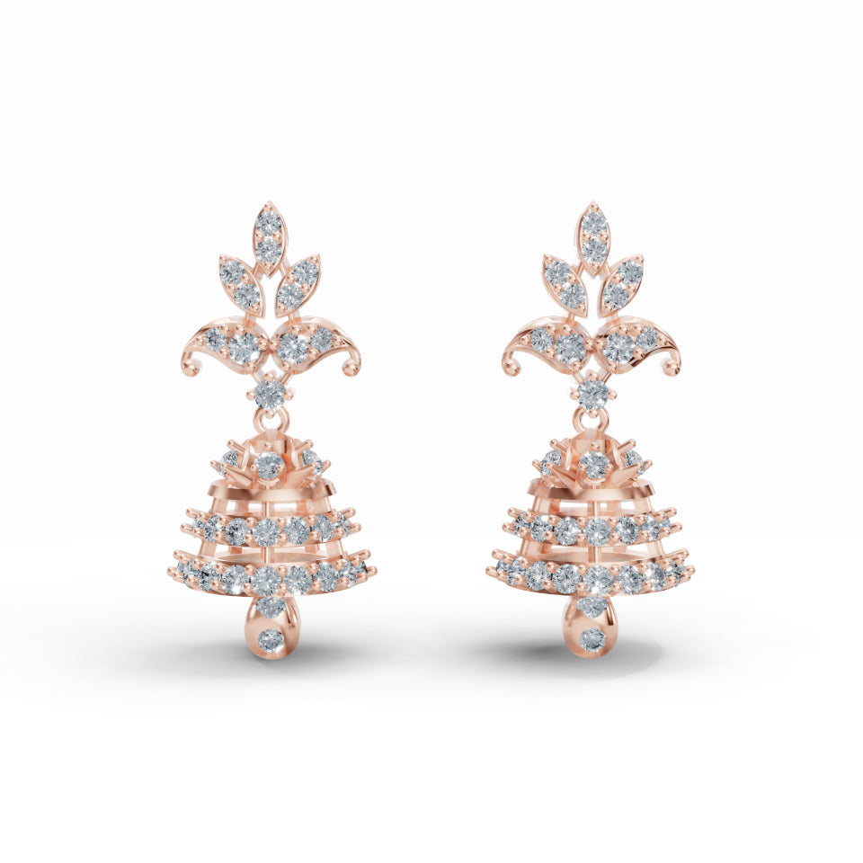 Classic Diamond & Gold Jhumka Earrings