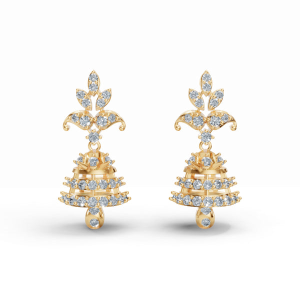 Classic Diamond & Gold Jhumka Earrings