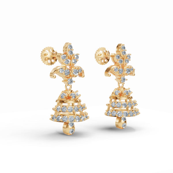 Classic Diamond & Gold Jhumka Earrings