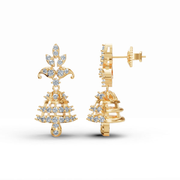 Classic Diamond & Gold Jhumka Earrings