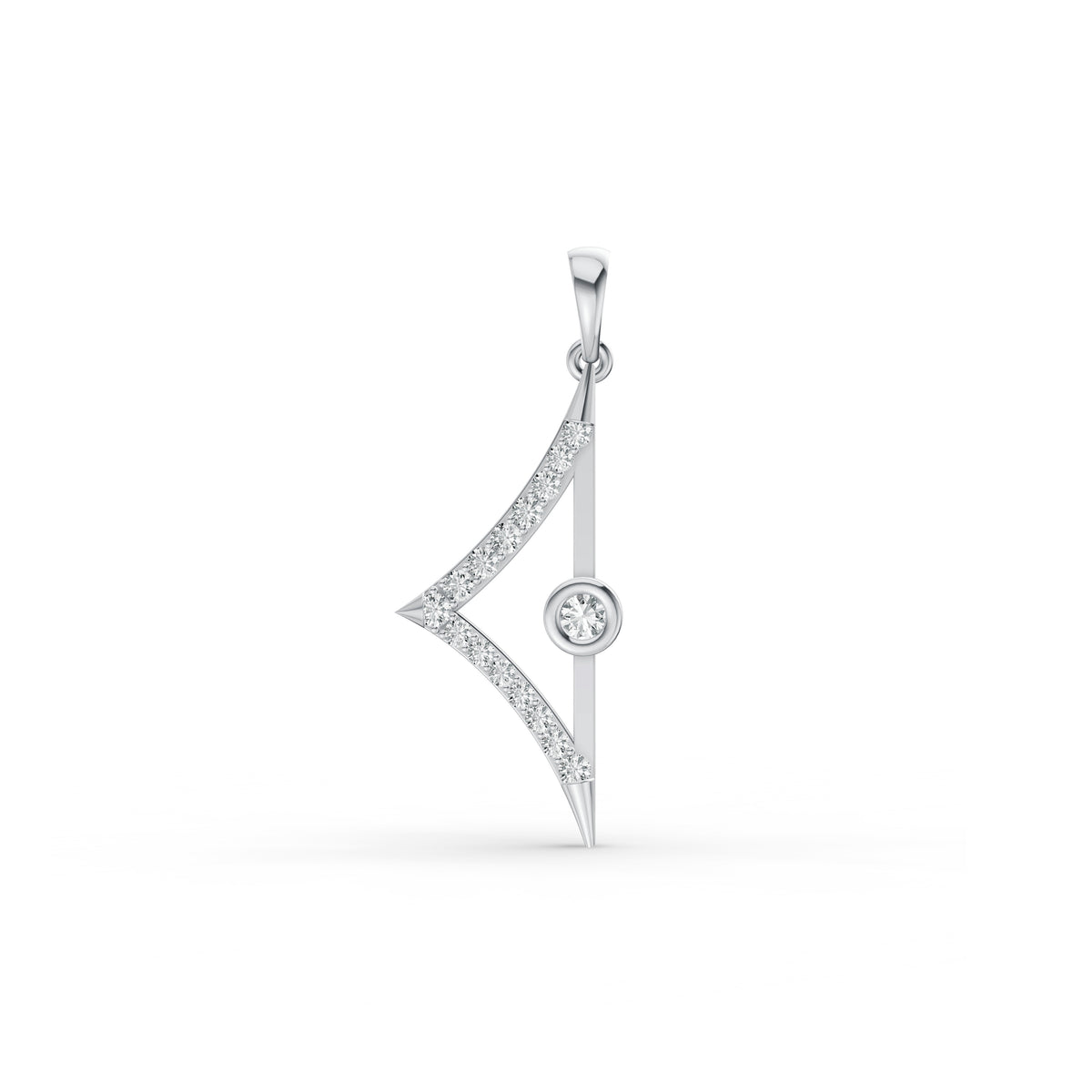 Triangular Edge Stud Diamond Pendant & Earring Set