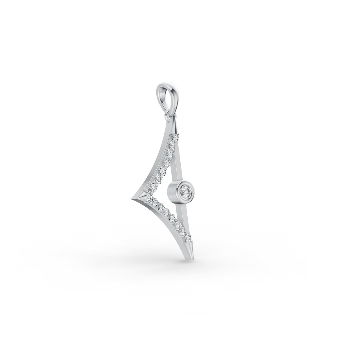 Triangular Edge Stud Diamond Pendant