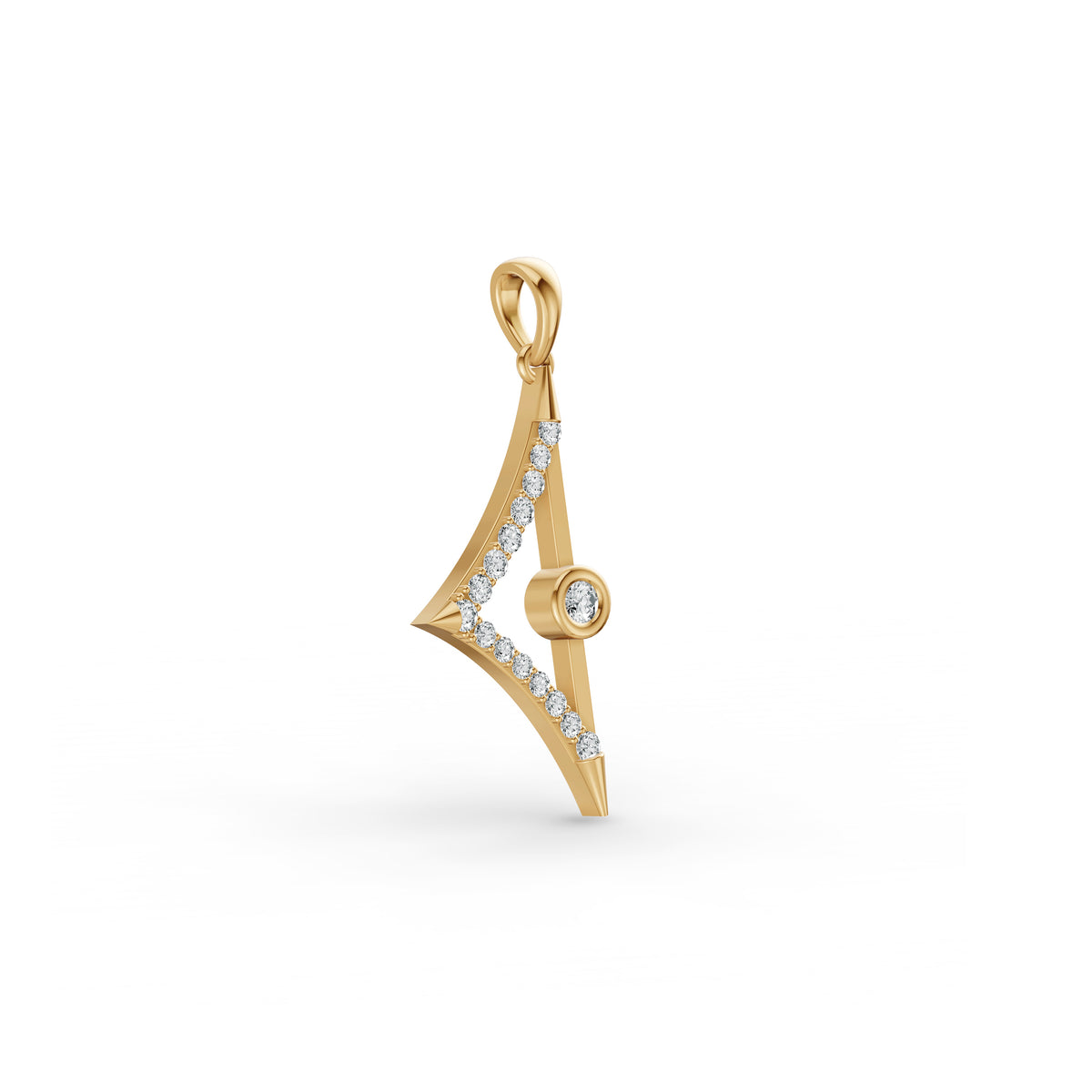 Triangular Edge Stud Diamond Pendant