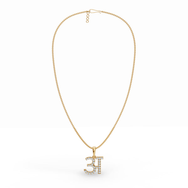 Hindi Initial Diamond Pendant
